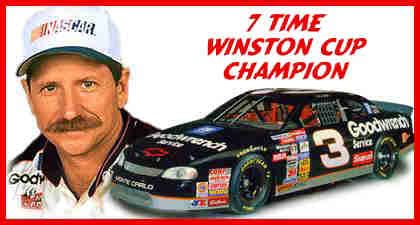 Media photograph of Dale and the #3 race car depicting 7 time Daytona race winner.