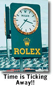 Time keeps ticking away as depicted by this picture of the Rolex clock