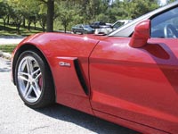 Close-up of carbon fiber fender in place on the 2006 Corvette Z06 Source: GM