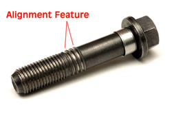 The LS3 rod bolt uses two different thread sizes and diameters to control and localize bolt stretch.<br />Image:  Author.