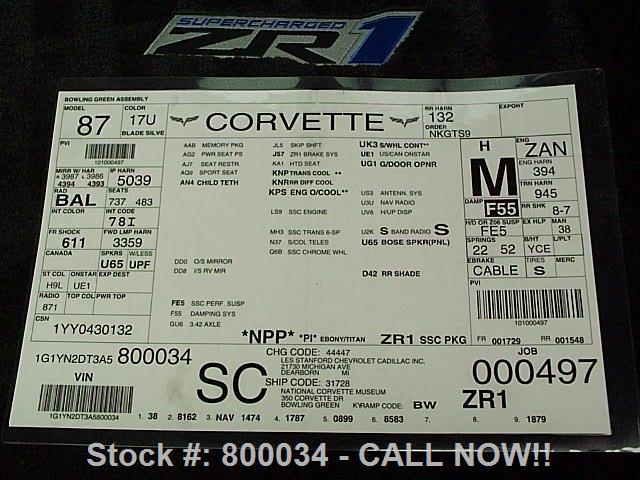 2010 Corvette ZR1 #34 Build Sheet