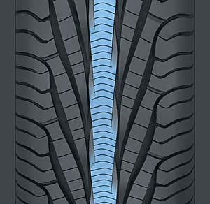 Assurance's Ice Zone. The interlocking tread is pretty obvious. What's not is the special tread compound which contains pumice and glass fibers.