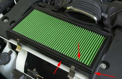 Here's the Green Filter for a Chevy Camaro. It's size is also close to what is used on a C5. Note how precisely the unit fits the filter housing. Also, again note, there's no rubber spill-over. The entire filter surface is available for air flow. Image: Author.